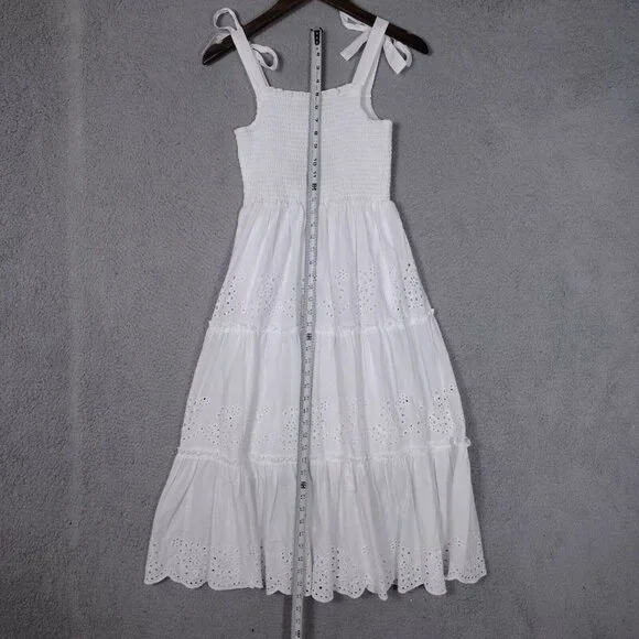 NWT 🤍Andrew Marc New York Dress Women's Medium White Eyelet Tie-Shoulder - Picture 9 of 15